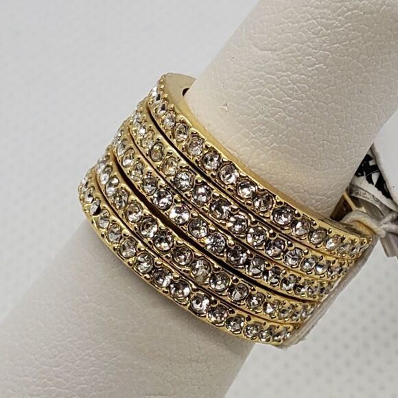 NWT Michela Currone Gold Rhinestone Layered Ring - Picture 4 of 6